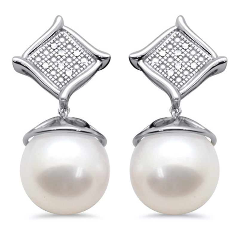 SPECIAL! .05ct G SI 14K White Gold Diamond Pearl Drop Earrings