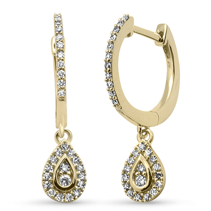 SPECIAL!.25ct G SI 14K Yellow Gold Diamond Pear Shaped Drop Huggie Earrings