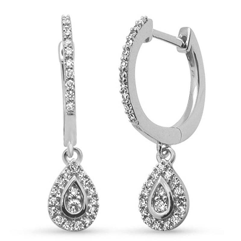 SPECIAL!.25ct G SI 14K White Gold Diamond Pear Shaped Drop Huggie Earrings