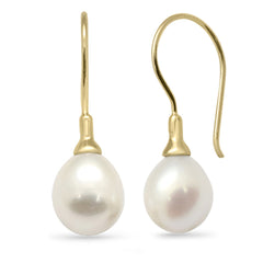 SPECIAL! G SI 14K Yellow Gold Diamond Pearl Hook Earrings Hook Post