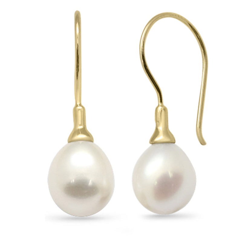 SPECIAL! G SI 14K Yellow Gold Diamond Pearl Hook Earrings Hook Post