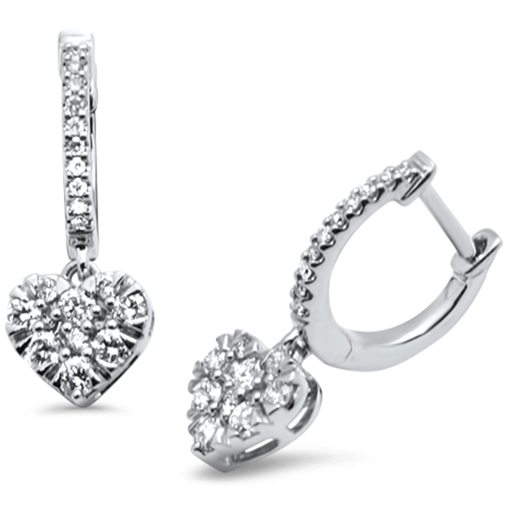 SPECIAL! .48ct G SI 14K White Gold Diamond Heart Shaped Drop Dangle Hoop Earrings