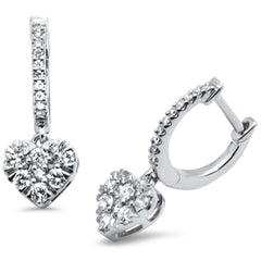 SPECIAL! .48ct G SI 14K White Gold Diamond Heart Shaped Drop Dangle Hoop Earrings