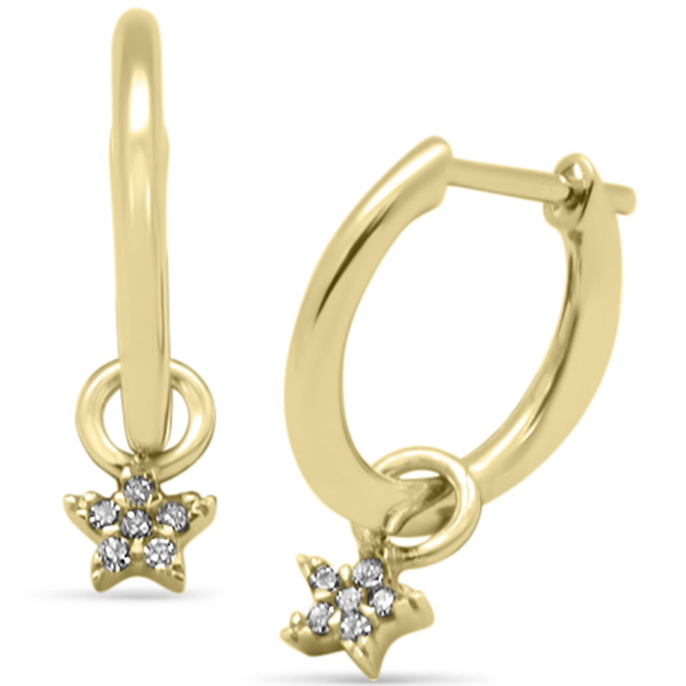 SPECIAL! .05ct G SI 14K Yellow Gold Diamond Dangling Star Hoop Earrings