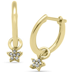 SPECIAL! .05ct G SI 14K Yellow Gold Diamond Dangling Star Hoop Earrings