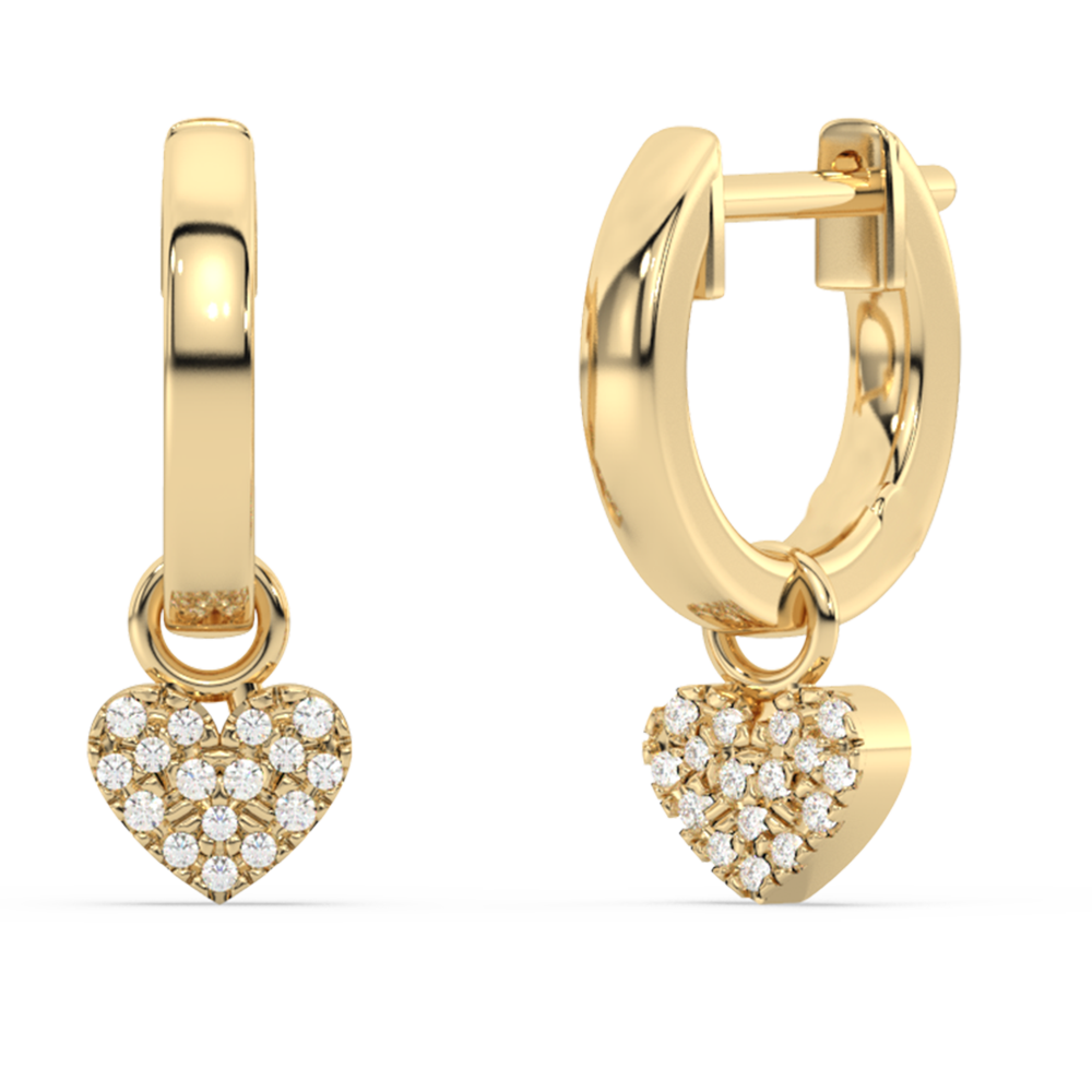 SPECIAL! .10ct G SI 14K Yellow Gold Diamond Dangling Heart Hoop Earrings