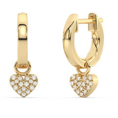 SPECIAL! .10ct G SI 14K Yellow Gold Diamond Dangling Heart Hoop Earrings