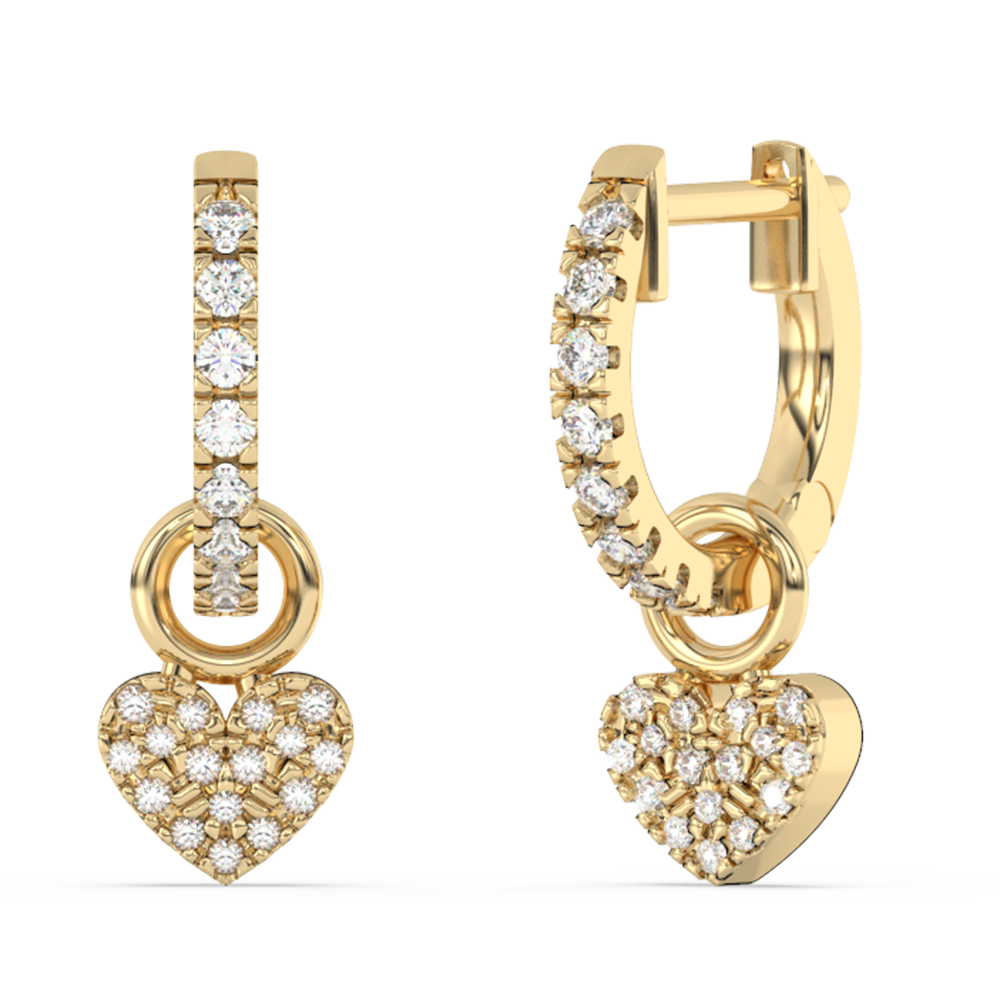 SPECIAL!.23ct G SI 14K Yellow Gold Diamond Dangling Heart Hoop Earrings
