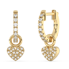 SPECIAL!.23ct G SI 14K Yellow Gold Diamond Dangling Heart Hoop Earrings