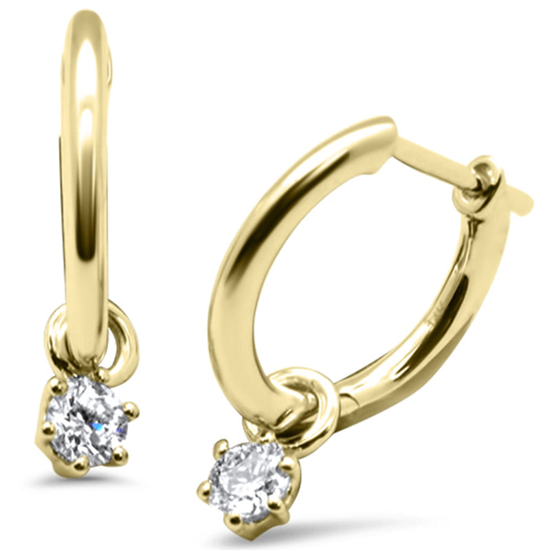 SPECIAL! .25ct G SI 14K Yellow Gold Diamond Dangling Solitaire Hoop Earrings