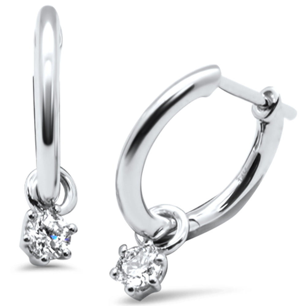 SPECIAL! .25ct G SI 14K White Gold Diamond Dangling Solitaire Hoop Earrings