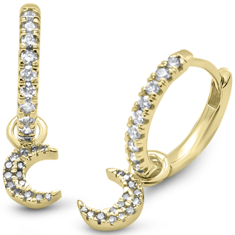 SPECIAL! .25ct G SI 14K Yellow Gold Diamond Dangling Moon Hoop Earrings