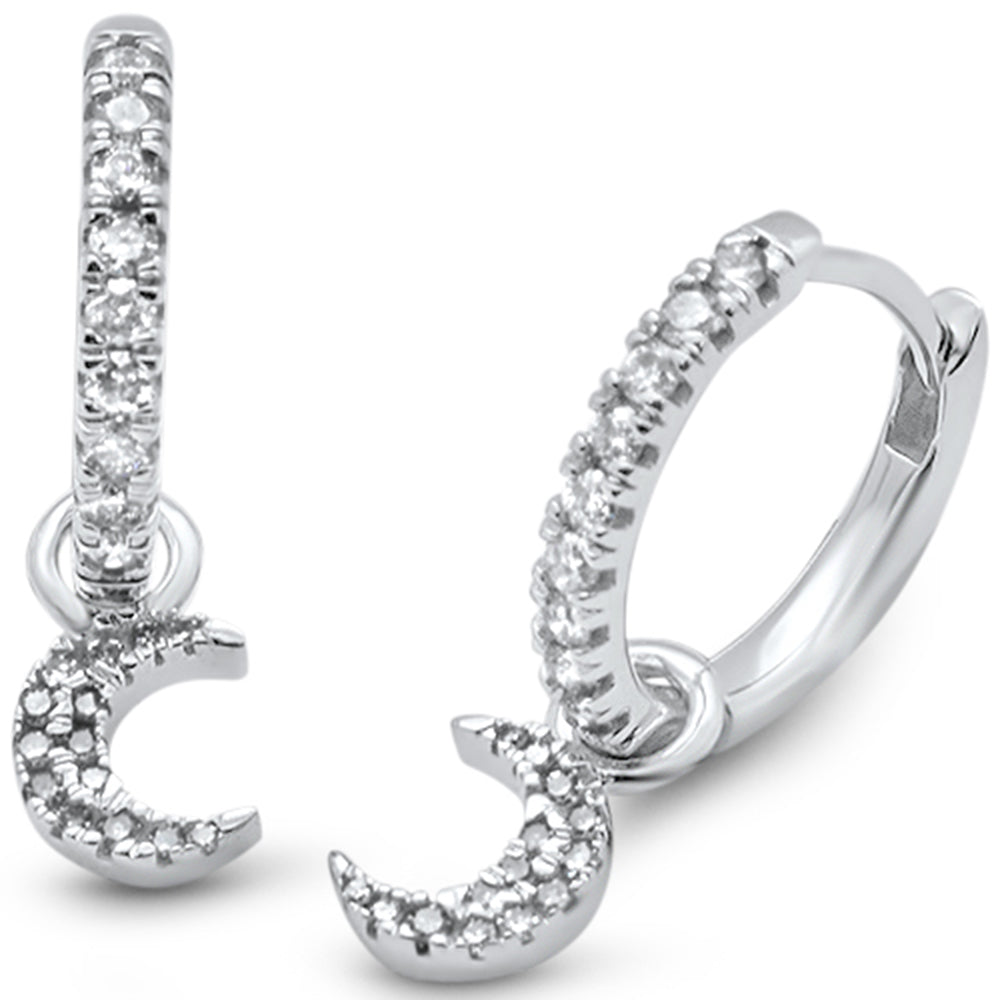 SPECIAL! .25ct G SI 14K White Gold Diamond Dangling Moon Hoop Earrings