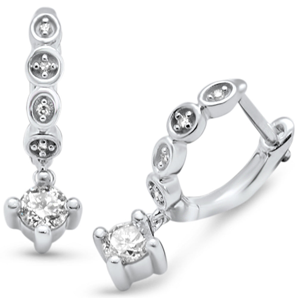 SPECIAL! .33ct G SI 14K White Gold Diamond Dangling Round Diamond Hoop Earrings