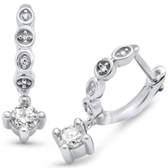 SPECIAL! .33ct G SI 14K White Gold Diamond Dangling Round Diamond Hoop Earrings