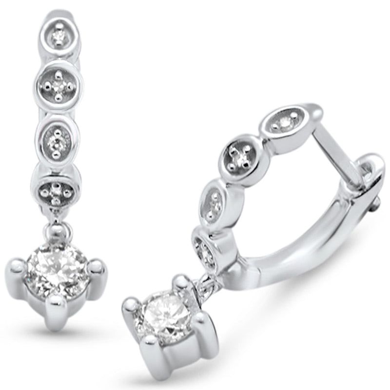 SPECIAL! .33ct G SI 14K White Gold Diamond Dangling Round Diamond Hoop Earrings