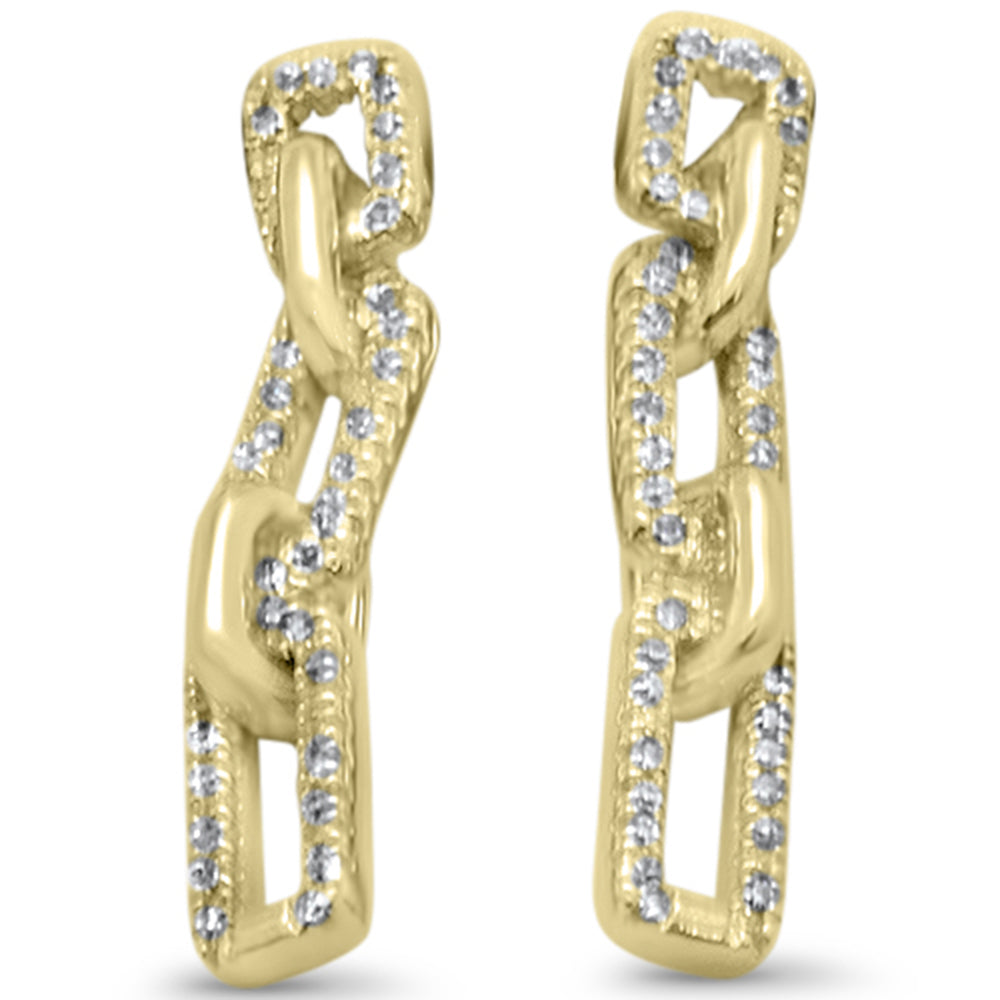 SPECIAL! .13ct G SI 14K Yellow Gold Diamond Square Link Dangling Earrings