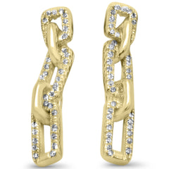 SPECIAL! .13ct G SI 14K Yellow Gold Diamond Square Link Dangling Earrings