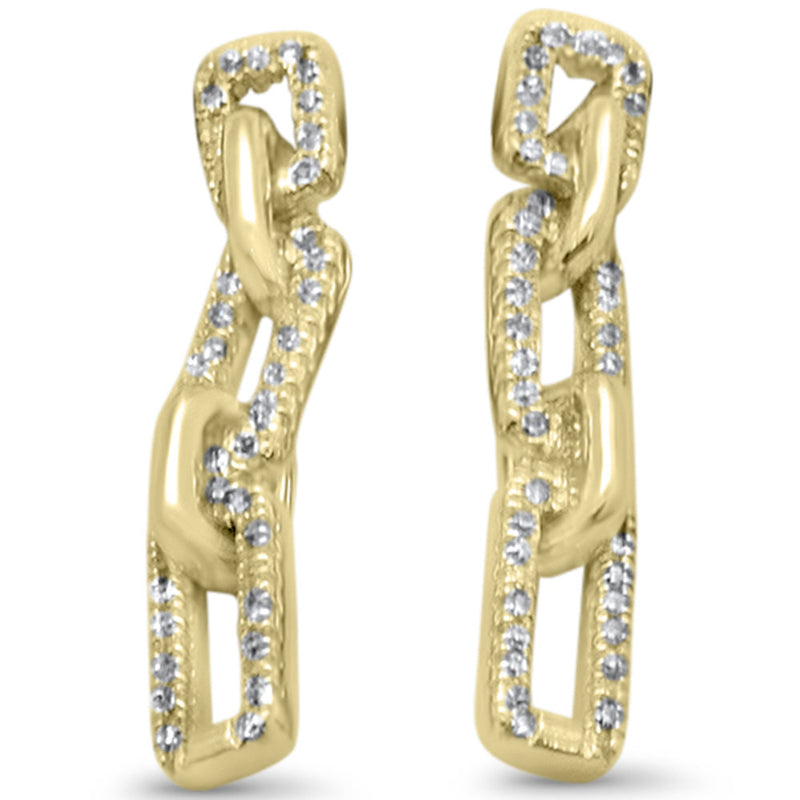 SPECIAL! .13ct G SI 14K Yellow Gold Diamond Square Link Dangling Earrings