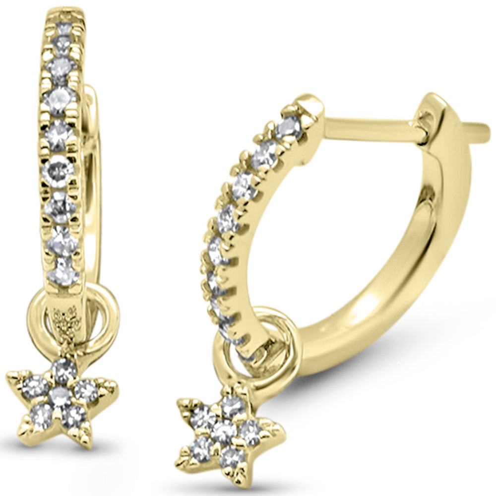 SPECIAL! .23ct G SI 14K Yellow Gold Diamond Dangling Star Hoop Earrings