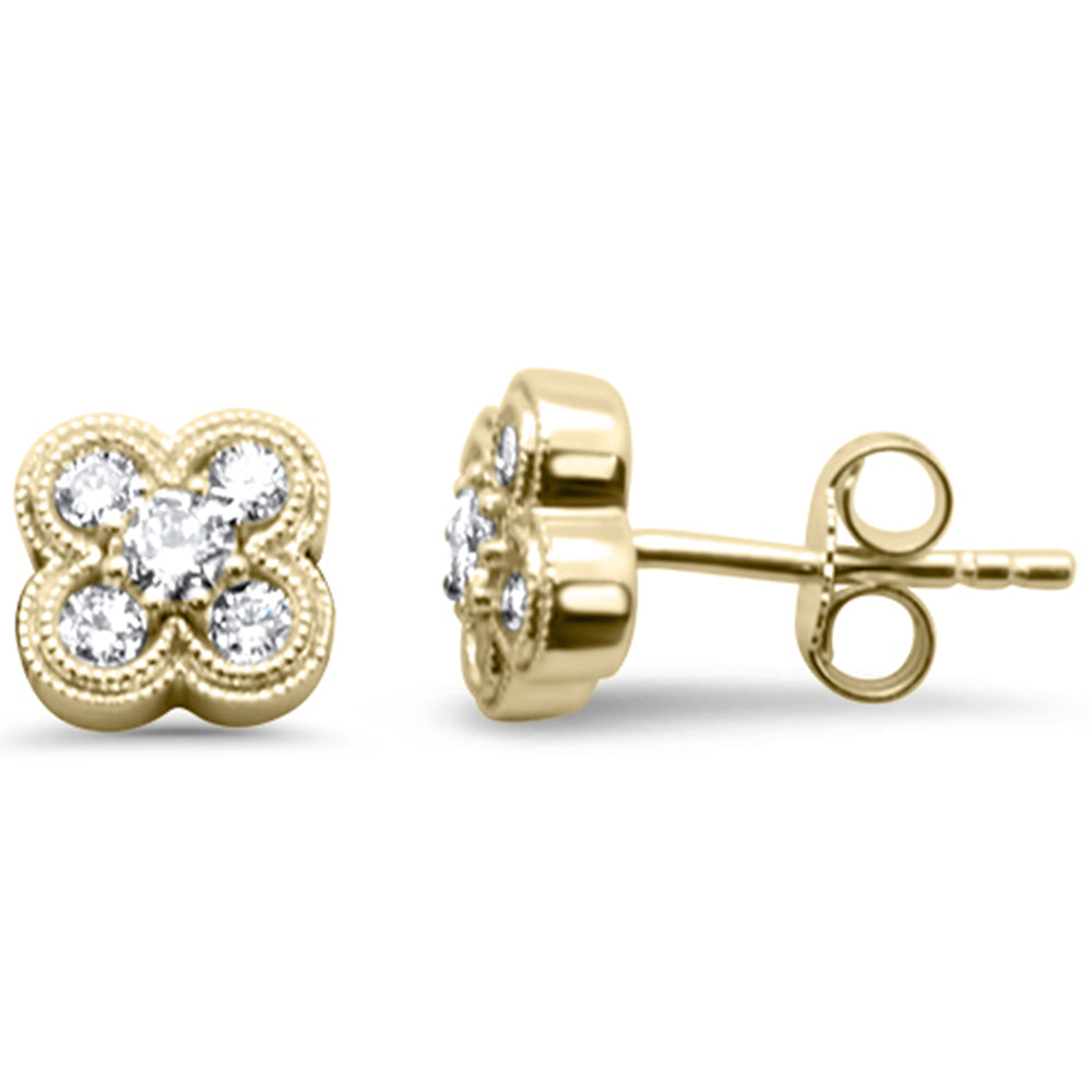 SPECIAL! .39ct G SI 14K Yellow Gold Diamond Clover Flower Stud Earrings