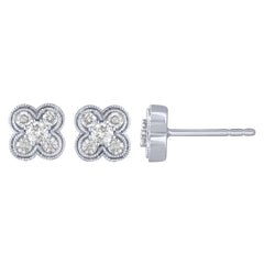 SPECIAL! .40ct G SI 14K White Gold Diamond Clover Flower Stud Earrings