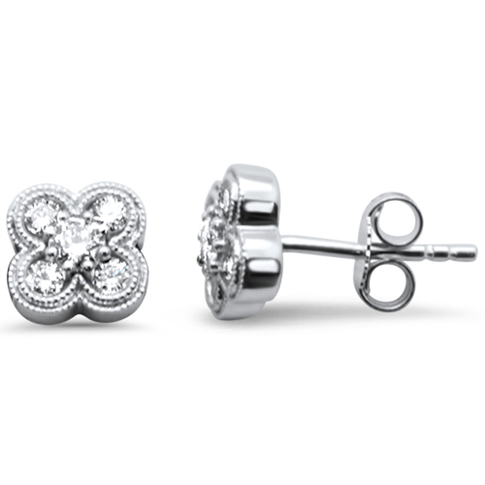 SPECIAL! .40ct G SI 14K White Gold Diamond Clover Flower Stud Earrings
