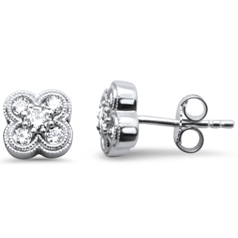 SPECIAL! .40ct G SI 14K White Gold Diamond Clover Flower Stud Earrings