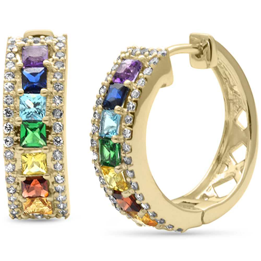 SPECIAL!  1.81ct G SI 14K Yellow Gold Diamond Multi Color Hoop Earrings