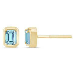.31ct G SI 14K Yellow Gold Aquamarine Gemstone Stud Earrings