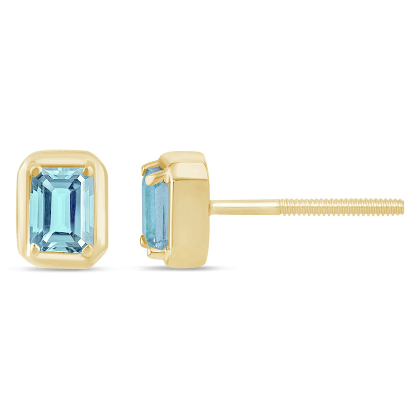 .31ct G SI 14K Yellow Gold Aquamarine Gemstone Stud Earrings