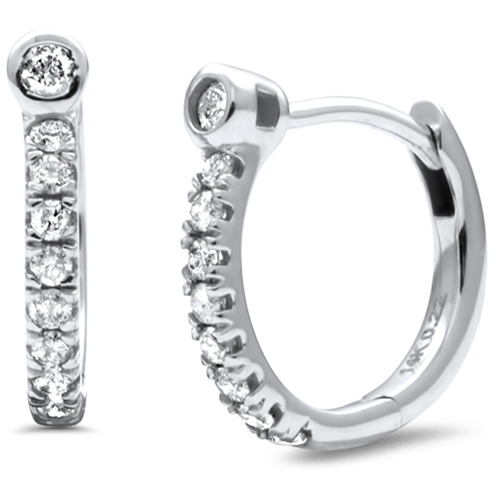 .22ct G SI 14K White Gold Diamond Bezel Hoop Earrings