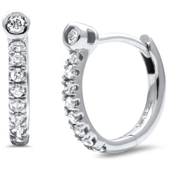 .22ct G SI 14K White Gold Diamond Bezel Hoop Earrings