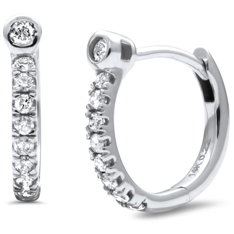 .22ct G SI 14K White Gold Diamond Bezel Hoop Earrings