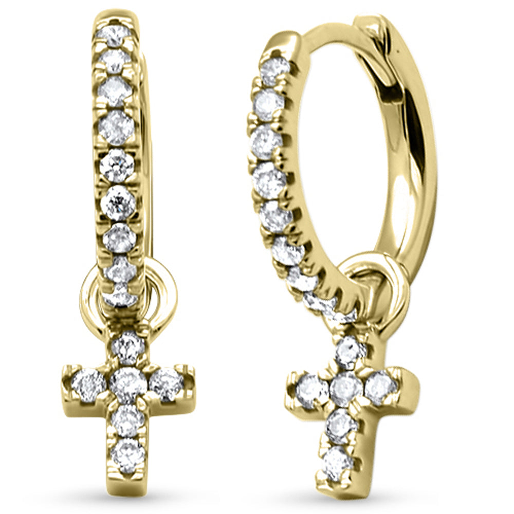 SPECIAL! .33ct G SI 14K Yellow Gold Diamond Dangling Cross Earrings