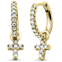 SPECIAL! .33ct G SI 14K Yellow Gold Diamond Dangling Cross Earrings