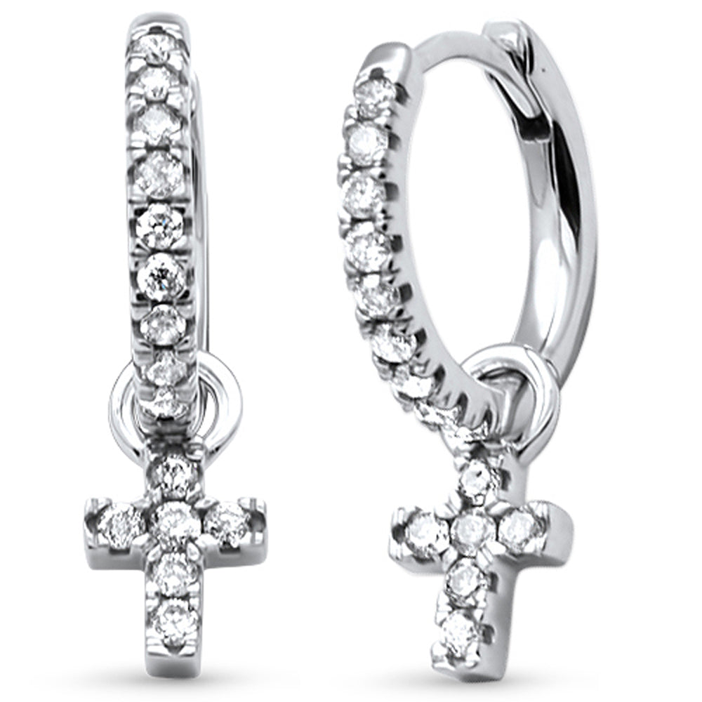 SPECIAL! .33ct G SI 14K White Gold Diamond Dangling Cross Earrings