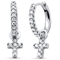 SPECIAL! .33ct G SI 14K White Gold Diamond Dangling Cross Earrings