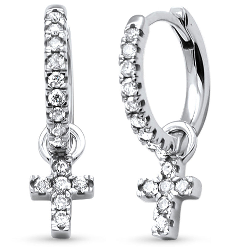 SPECIAL! .33ct G SI 14K White Gold Diamond Dangling Cross Earrings