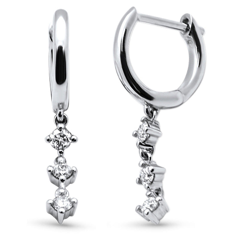 SPECIAL! .22ct G SI 14K White Gold Diamond Dangling Hoop Earrings
