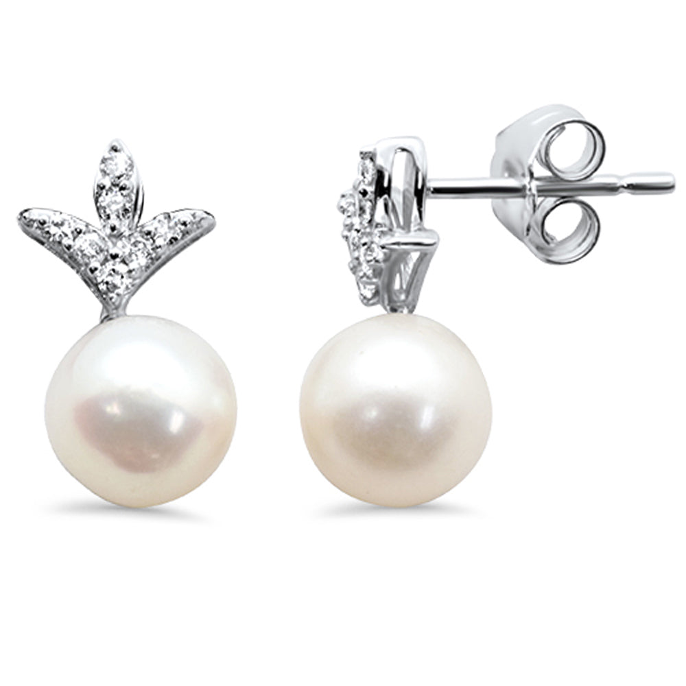 SPECIAL! 3.45ct G SI 14K White Gold Diamond Pearl Dangling Earings