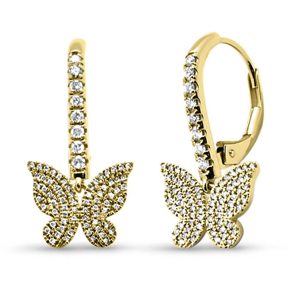 SPECIAL! .40ct G SI 14K Yellow Gold Diamond Dangling Butterfly Hoop Earrings