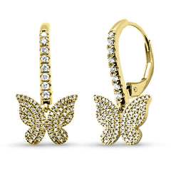 SPECIAL! .40ct G SI 14K Yellow Gold Diamond Dangling Butterfly Hoop Earrings