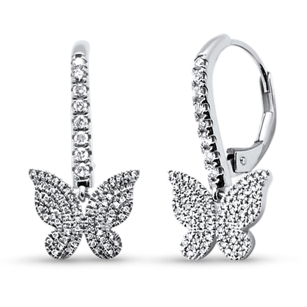 SPECIAL! .40ct G SI 14K White Gold Diamond Dangling Butterfly Hoop Earrings