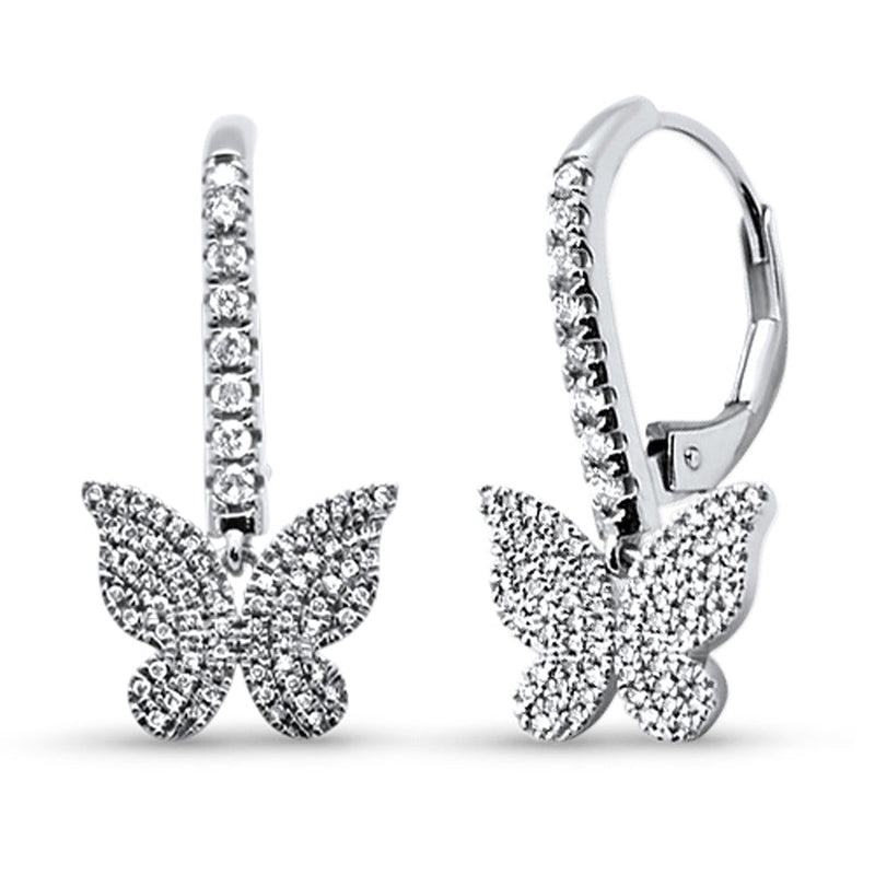 SPECIAL! .40ct G SI 14K White Gold Diamond Dangling Butterfly Hoop Earrings