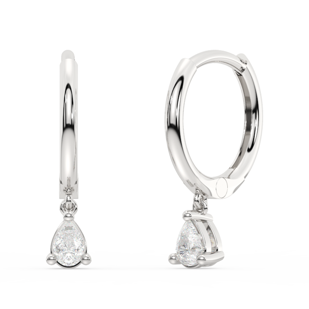 .12ct G SI 14K Yellow Gold Diamond Dangling Hoop Earrings