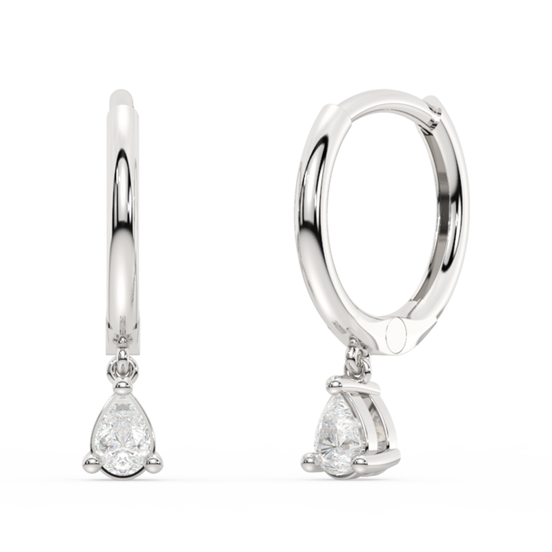 .12ct G SI 14K Yellow Gold Diamond Dangling Hoop Earrings