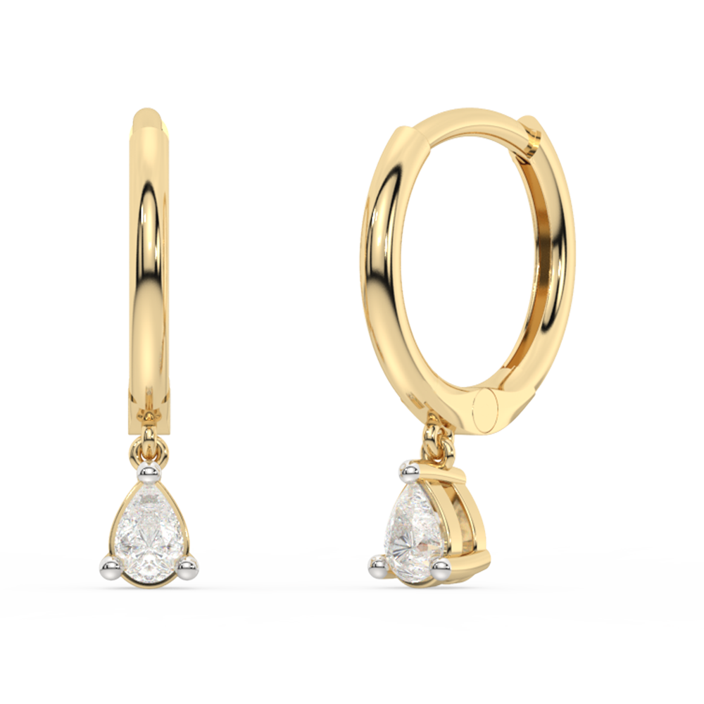 .14ct G SI 14K White Gold Diamond Dangling Hoop Earrings