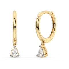 .14ct G SI 14K White Gold Diamond Dangling Hoop Earrings