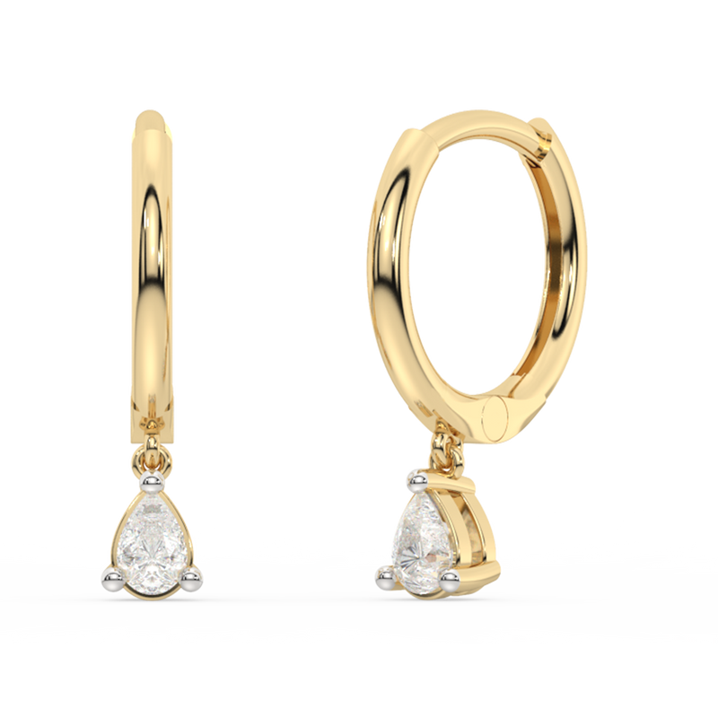 .14ct G SI 14K White Gold Diamond Dangling Hoop Earrings
